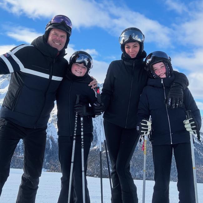 Tom Williams, Rachel Gilbert and their daughters in Switzerland. Picture: Instagram