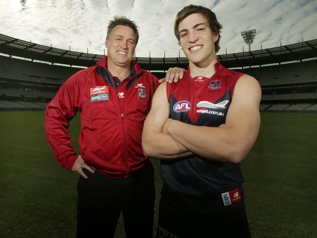 Jack and Todd in 2012, after Jack was guaranteed to be drafted by the Melbourne Football Picture: Michael Klein