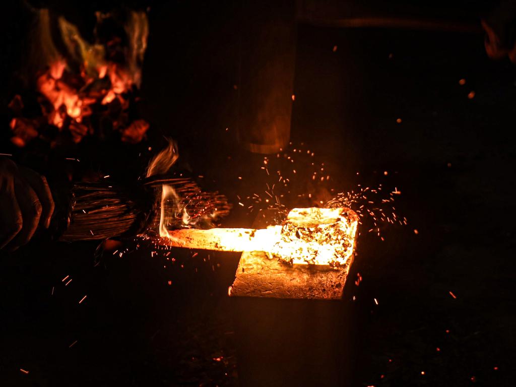 Repeated hammering of the heated steel increases its strength. Picture: Nicholas Eagar