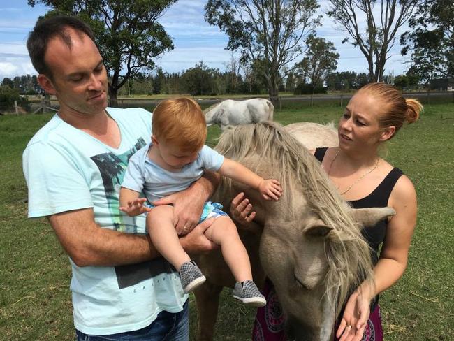 Rhianna and Cain Gorfine with their baby Ryan. Picture: Jackson Vernon/ABC