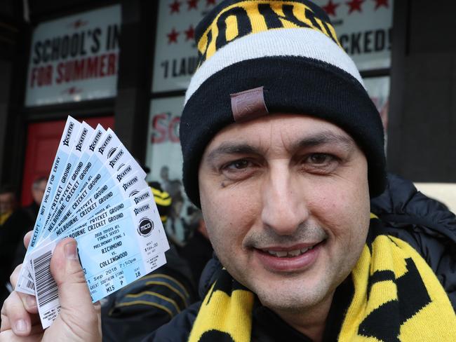 One of the first in line to get tickets is Dino Krommydas. Picture: David Crosling