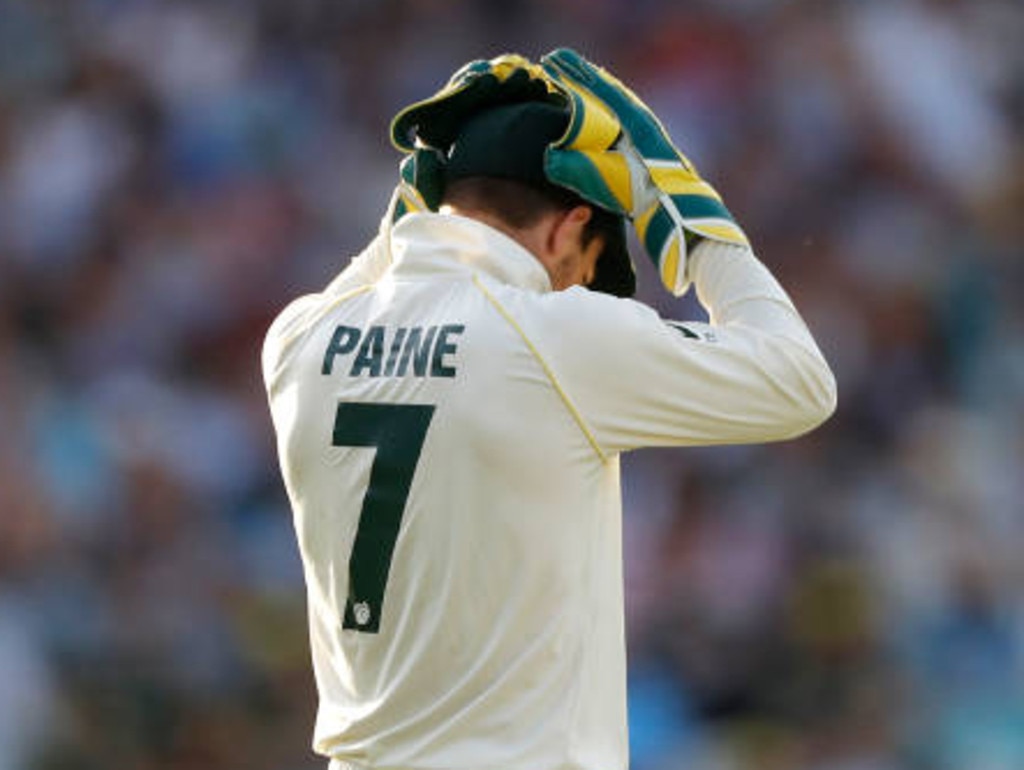 Tim Paine during day three of the 5th Ashes test in 2019. Picture: Ryan Pierse/Getty Images