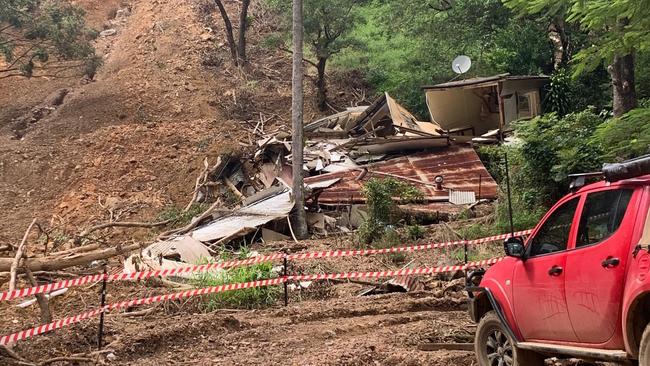 The top of Ophir Glen Road where one of two houses were destroyed by land slides.