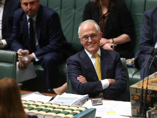 PM Malcolm Turnbull in Question Time on Wednesday where he continued his attack on Labor. Picture: Kym Smith