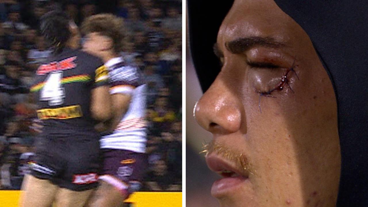 Reece Walsh was left looking worse for wear after a brutal collision with Taylan May. Picture: Supplied