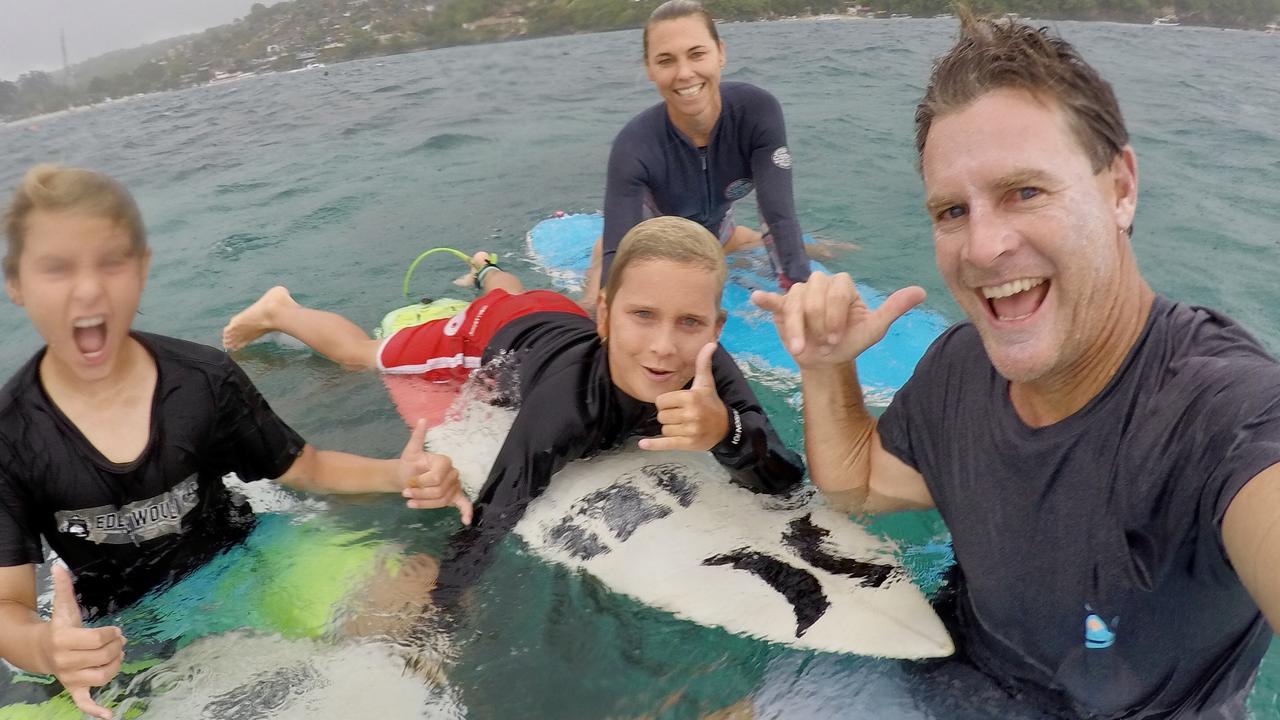 Suzanne Horton out for a surf with her family. Picture: Supplied