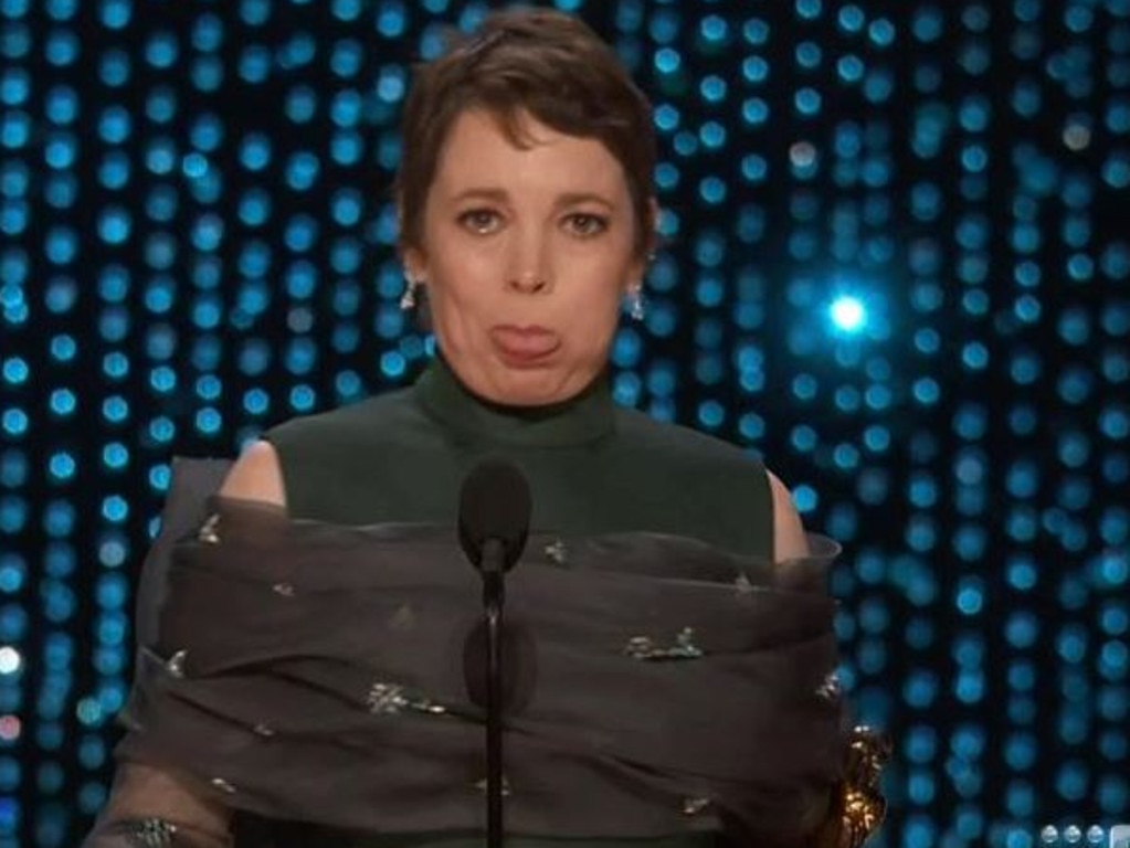 Olivia Colman was clearly overwhelmed with her win.