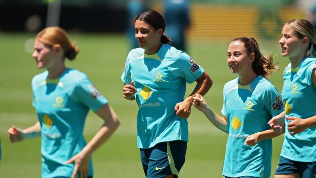 Sam Kerr remains the biggest drawcard for the Matildas, and will play in her hometown of Perth for the first time since 2018. Picture: Getty Images