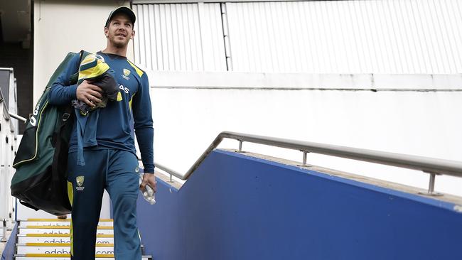 Australia captain Tim Paine heads for a net session at Edgbaston before the first Test