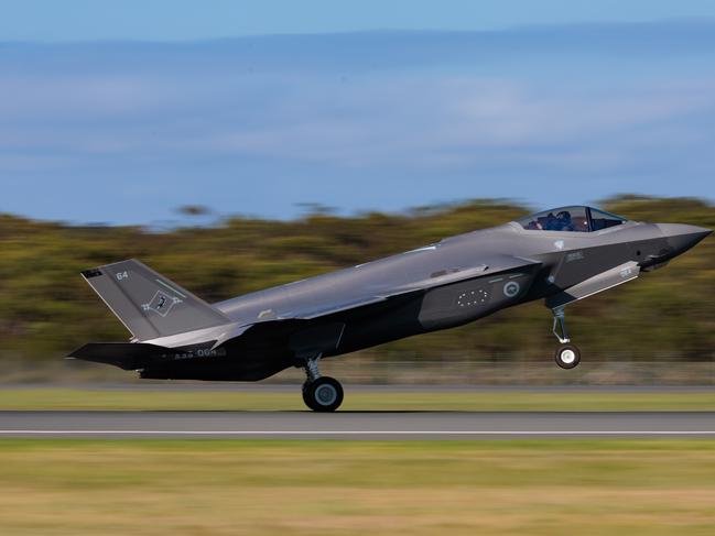 A Royal Australian Air Force F-35A Lightning II aircraft arrives at RAAF Base Williamtown, NSW. Picture: ADF