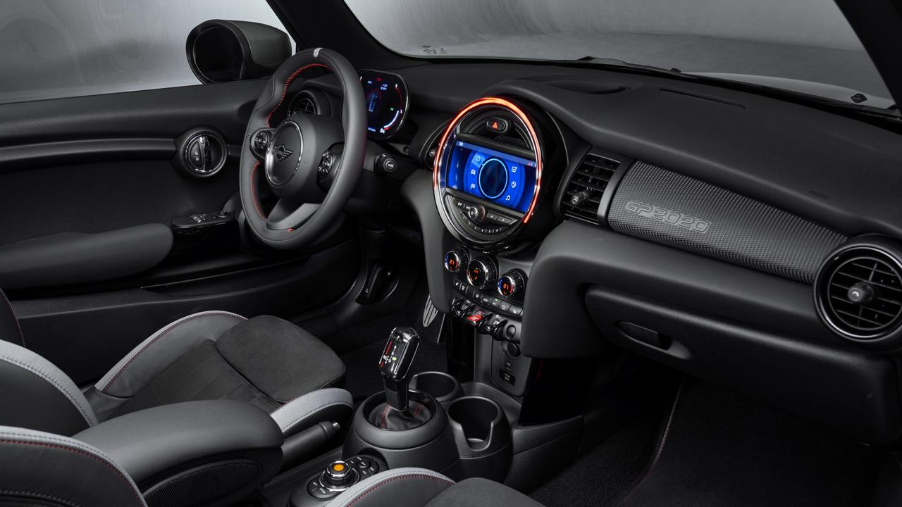 The Mini’s cabin is relatively plain compared to its wild exterior styling.