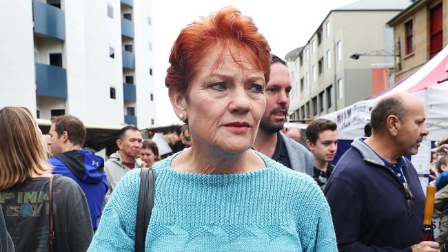 Pauline Hanson in Hobart drumming up support for One Nation. Picture: Nikki Davis Jones