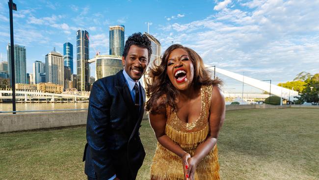 Ruva Ngwenya (Tina) and Giovanni Adams (Ike) pictured at South Bank, Brisbane 26th June 2024. Picture: Josh Woning