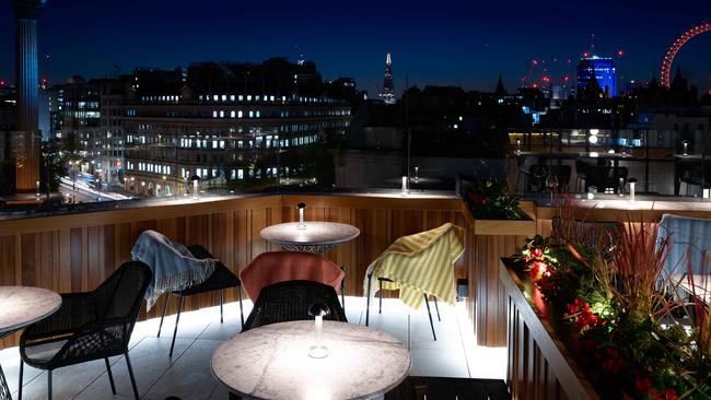 Afterwards head to The Rooftop, London’s newest open-air bar at The Trafalgar St James, and sightsee from your seat with panoramic city views. Cocktails from $26; trafalgarstjames.com.