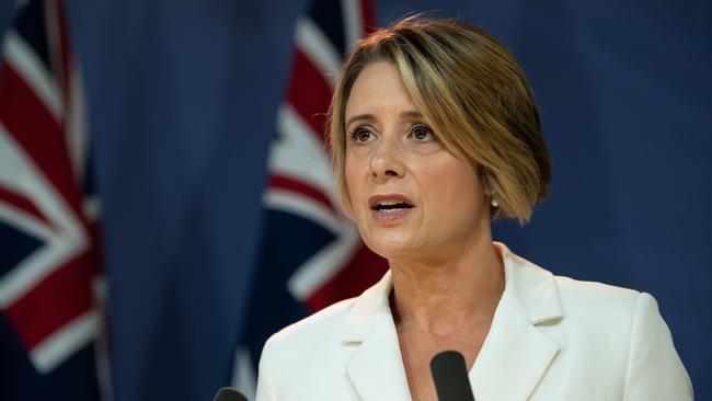 Deputy Labor Leader in the Senate Kristina Keneally speaking at a media conference in Sydney.