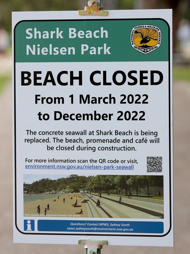 Locals and tourists will be forced to find a new beach this summer as seawall upgrades at Shark Beach are delayed. Picture: Toby Zerna