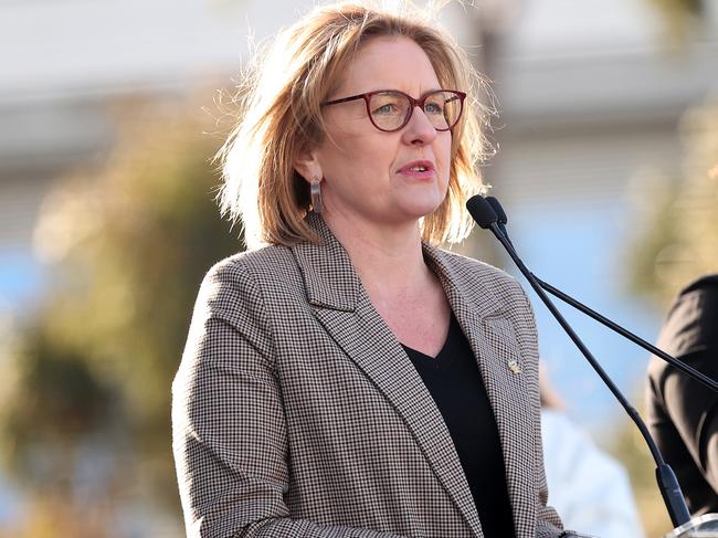 MELBOURNE, AUSTRALIA - SEPTEMBER 14: Jacinta Allan, Premier of Victoria speaks during a Welcome Home Event for Australia's Olympian and Paralympians at Olympic Park on September 14, 2024 in Melbourne, Australia. (Photo by Kelly Defina/Getty Images)