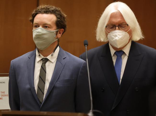 Masterson seen with his lawyer Thomas Mesereau when he was arraigned on rape charges on September 18, 2020. Picture: Lucy Nicholson – Pool/Getty Images