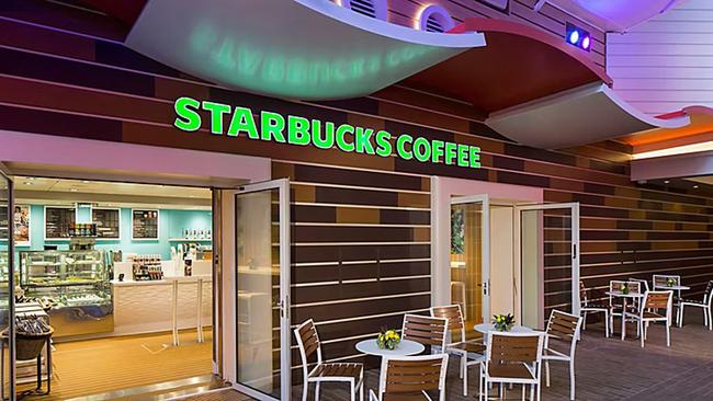 Those who prefer their coffee with syrup or whipped cream will be happy to know that Starbucks is a staple on Royal Caribbean ships. Picture: Supplied.