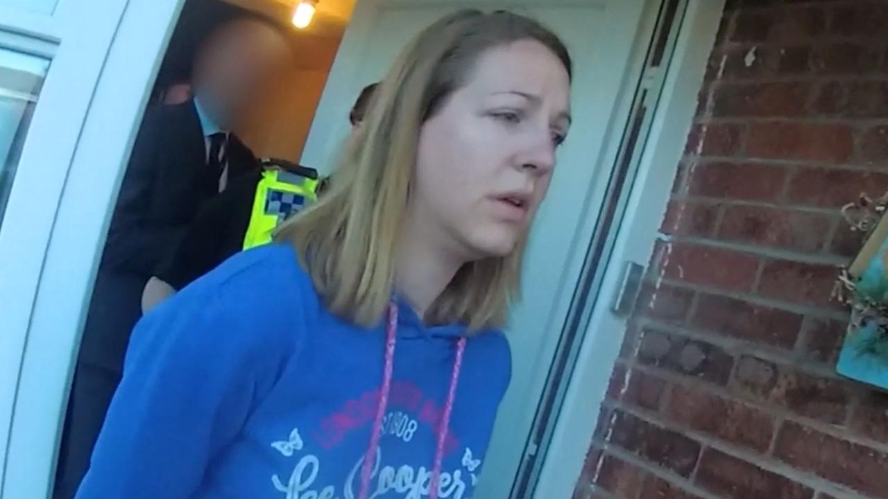 Police bodycam of Lucy Letby being arrested at home. Picture: Cheshire Constabulary / AFP