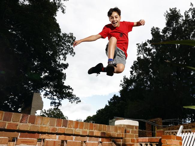 DAILY TELEGRAPH 3RD NOVEMBER 2022Pictured at St.Peters in Sydney is year 7 student Samuel FalÅ½  (aka parkourspidersam), a popular parkour influencer on Instagram who promotes the sport despite the fact he has type one diabetes.Picture: Richard Dobson