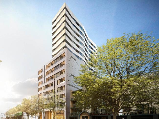 Artist's impression of original development for apartment block at 488 La Trobe St, Melbourne. Pic: Spacious Property Development Group