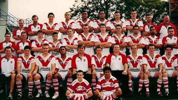 Jason Nightingale (middle row, fourth from right) in the Dragons SG Ball squad back in 2003. he debuted for the Dragons NRL side four years later.