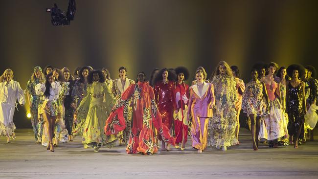 Models on the runway at the Alemais show during Australian Fashion Week in 2023. Picture: Getty Images