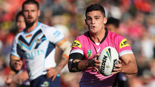 Nathan Cleary on the charge for the Panthers.