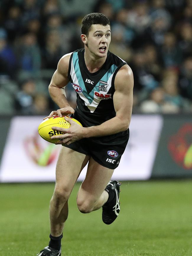 Darcy Byrne-Jones on the burst against St Kilda. Picture Sarah Reed