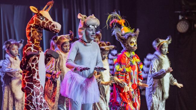 Students from Calvary Christian College performing in Madagascar: A Musical Adventure Jr.