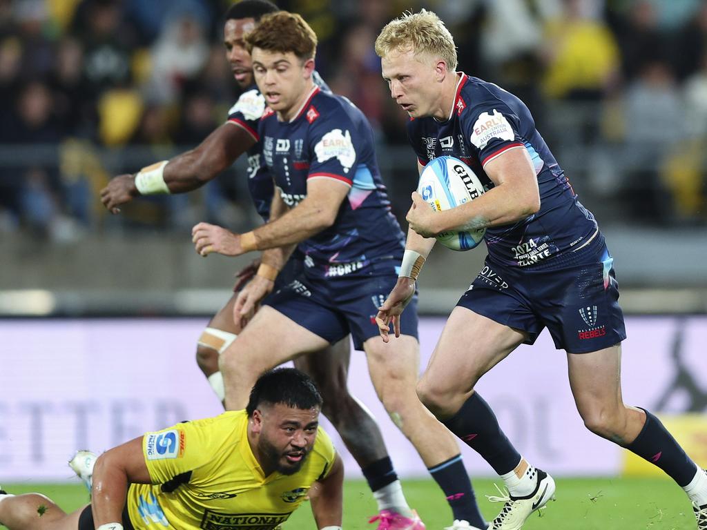 Carter Gordon will depart the Melbourne Rebels as the club is axed from next year’s Super Rugby Pacific tournament. Picture: Hagen Hopkins/Getty Images