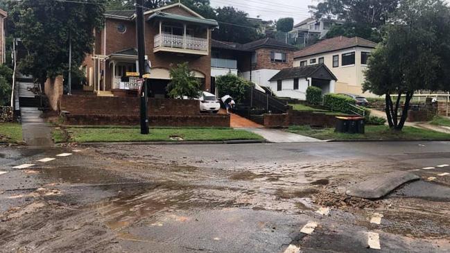 Road damage attended by the NSW SES Kogarah unit.