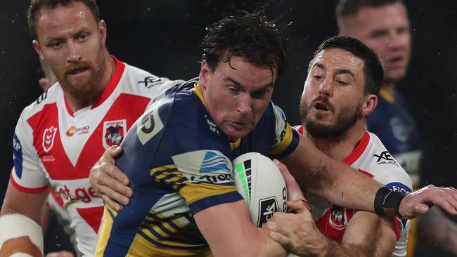 Clint Gutherson was a running machine for the Eels. Picture: Brett Costello