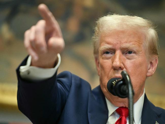 US President Donald Trump speaks in the Roosevelt Room at the White House on January 21, 2025, in Washington, DC. (Photo by Jim WATSON / AFP)