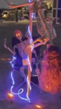 Bloke ordered to take down stripper skeleton display