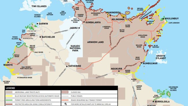 Tidal Waters Access Map. Picture: Northern Land Council