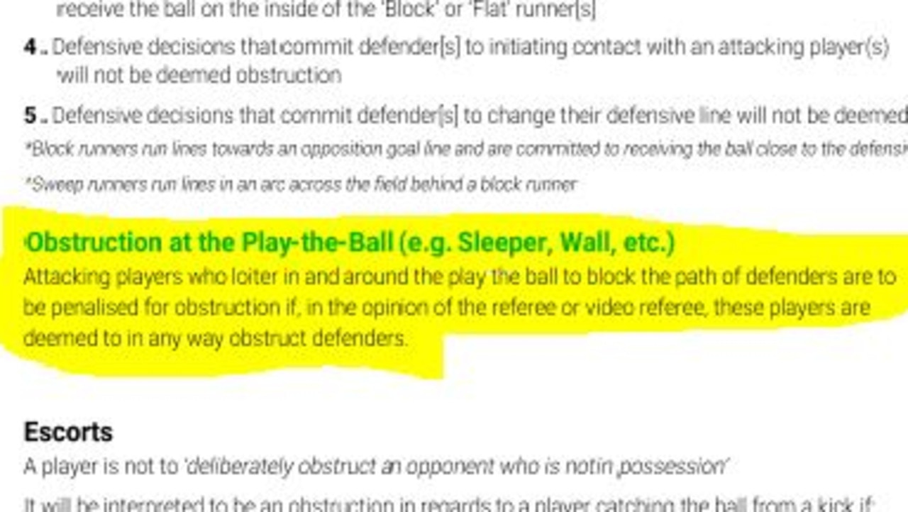 The NRL rule on obstruction at the play-the-ball.