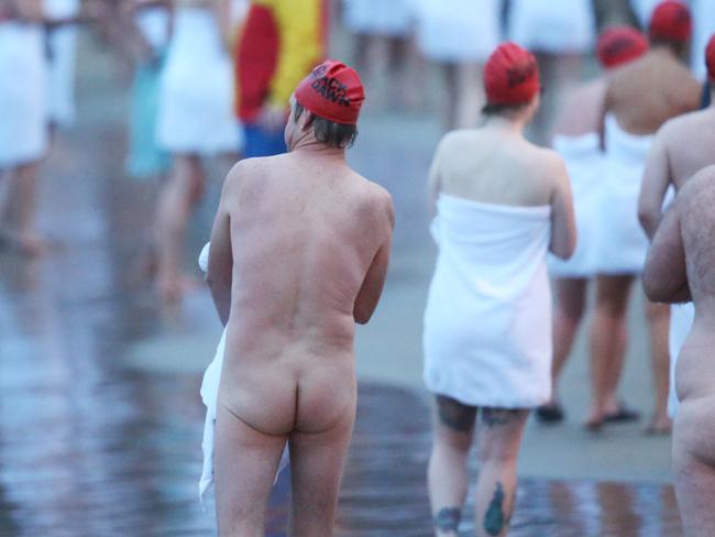 Swimmers on the beach after the swim. Picture: NIKKI DAVIS-JONES