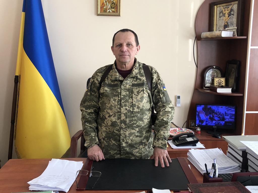 Starokostiantyniv mayor and commander of the region’s Territorial Defence Forces Mykola Melnychuk says he is ready for Russian invasion. Picture: Charles Miranda