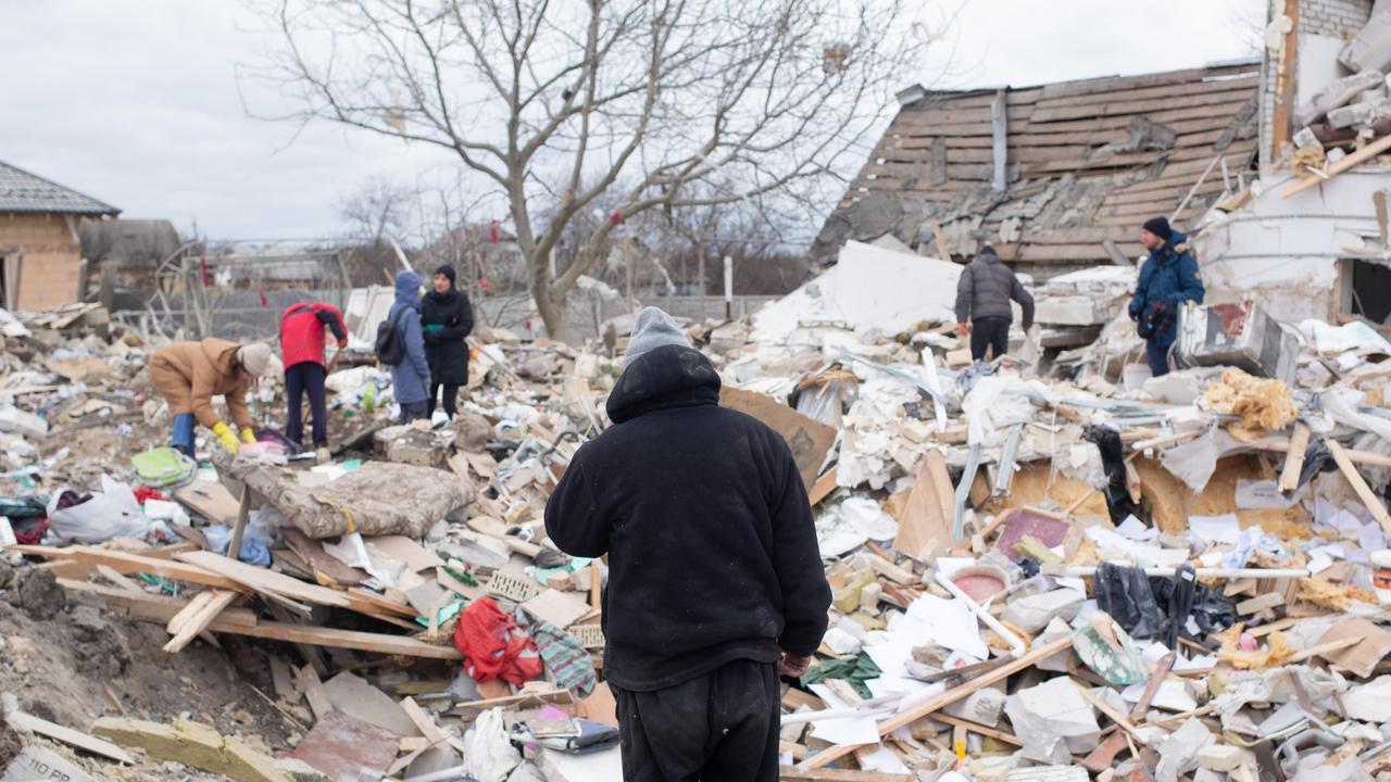 A home in Markhalivka, Ukraine, destroyed by a Russian attack on the city (Photo by Anastasia Vlasova/Getty Images)