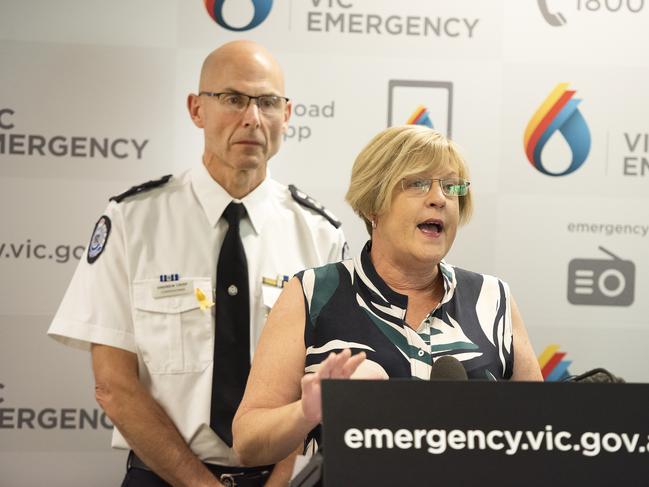 Emergency Management Commissioner Andrew Crisp and Police and Emergency Services MP Lisa Neville. Picture: Ellen Smith