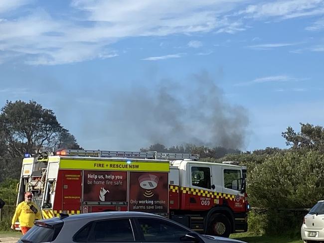 A campsite was set alight in October 2022 after a confrontation between two homeless men living in tents at a reserve behind Dee Why Beach. Picture: Rhydian Ward