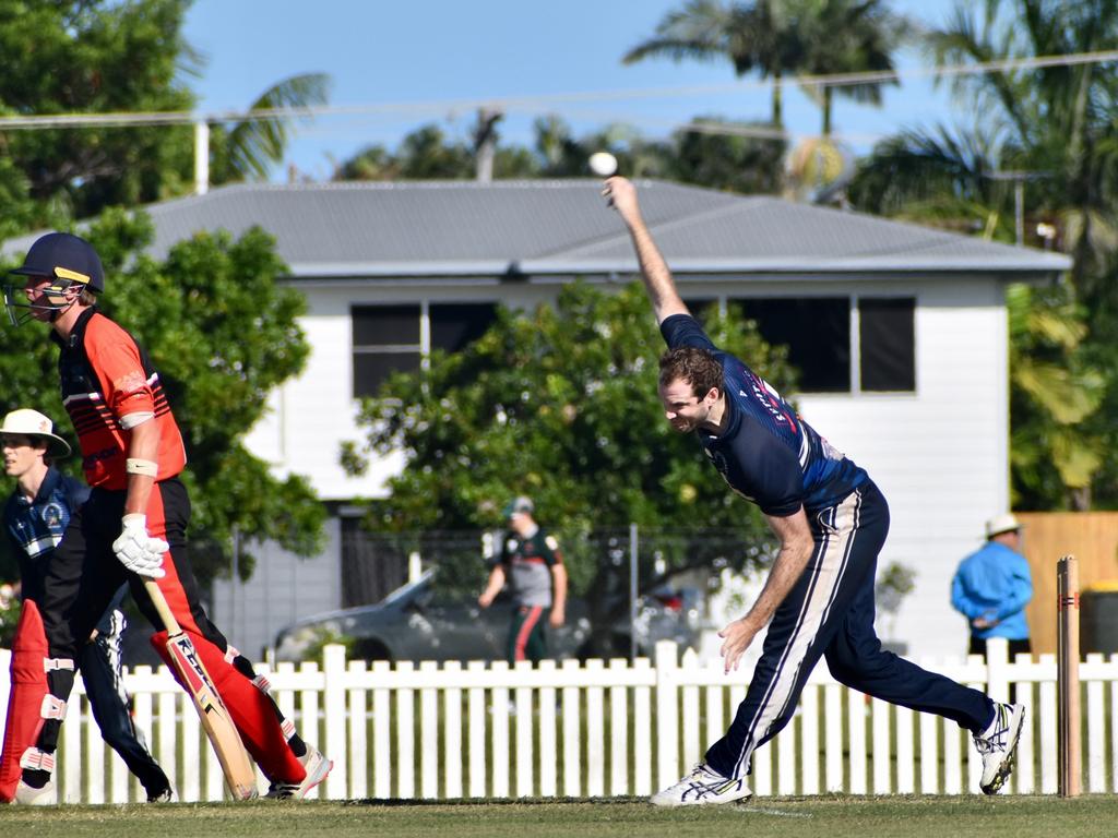 Mitchell Wadsworth bowling for the Brothers Cricket Club against Norths Cricket Club in the Mackay Cricket Association, January 15, 2022