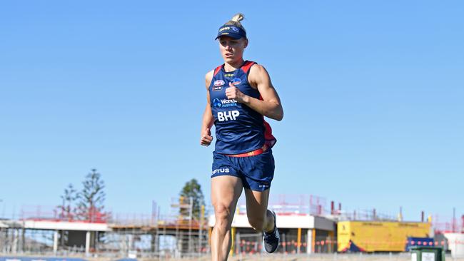 Crows co-captain Erin Phillips during her rehab from a knee injury. Picture: Tom Huntley