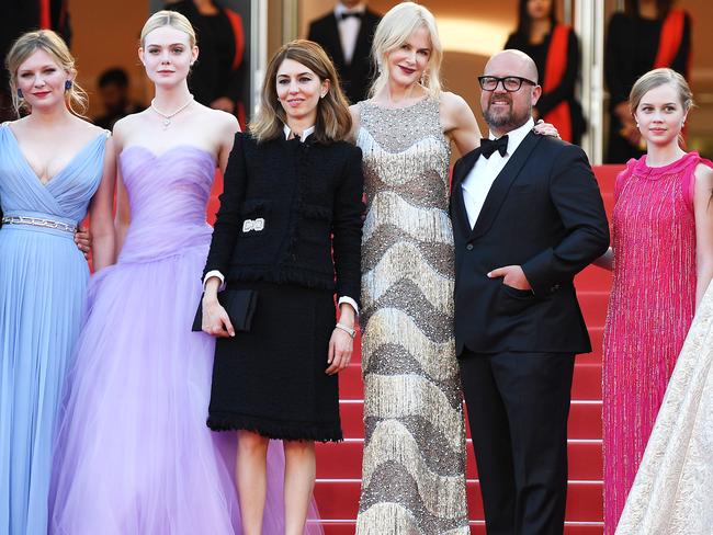 The Beguiled’s Kirsten Dunst, Elle Fanning, director Sofia Coppola, Nicole Kidman, producer Youree Henley and Angousie Rice at Palais des Festivals Cannes, France last month. Picture: Getty Images