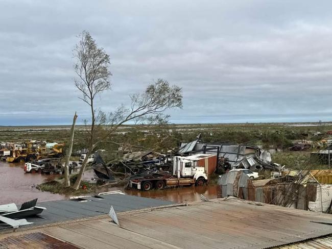 An image released on 15th February, 2025 showing Carlindie station homestead, south-east of Port Hedland damaged by Cyclone Zelia. Picture: Facebook