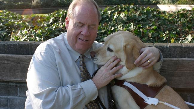 September 11 survivor Michael Hingson with his guide dog Roselle. Picture: Supplied