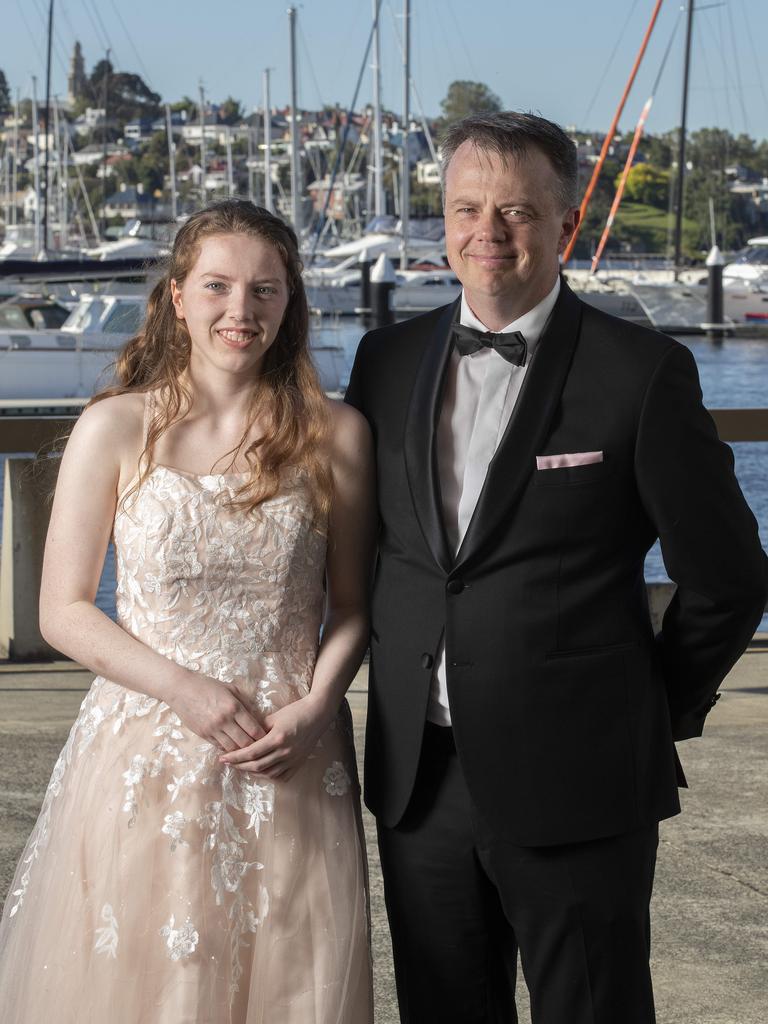 Lilliana Lickiss and her father Ewan at St Michael's Collegiate School leavers dinner at Wrest Point. Picture: Chris Kidd