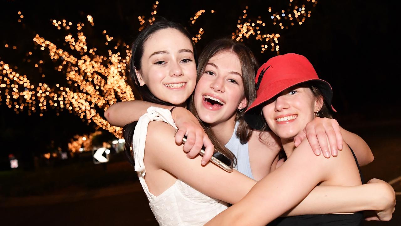 SCHOOLIES: India McDougall, Meabh Donovan and Bianca Lonsdale from Brisbane were out and about in Noosa. Picture: Patrick Woods.